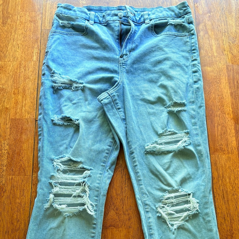 American Eagle Outfitters Blue Skinny Jeans Distressed